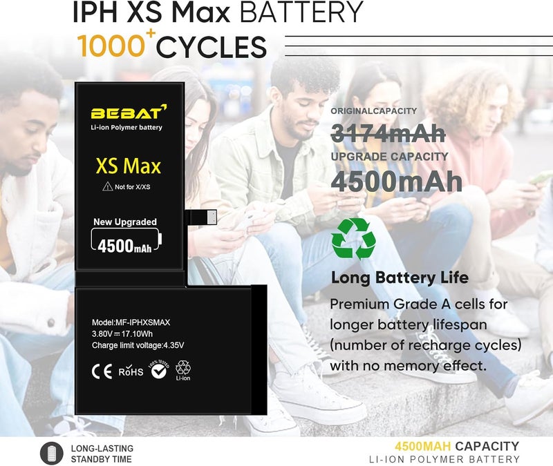 BEBAT Replacement for iPhone Xs MAX Battery, 4500mAh High Capacity Li-ion Polymer Replacement Battery for Model A1921 A2101 A2102 A2104 with Professional Repair Tool Kits - Image 5